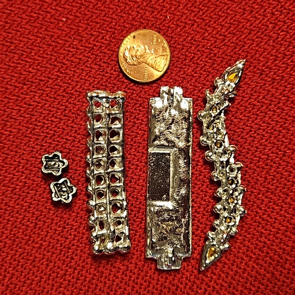 8 piece rhinestone faux pearl jeweled brooches barrette needing backs Repair lot - Picture 4 of 12